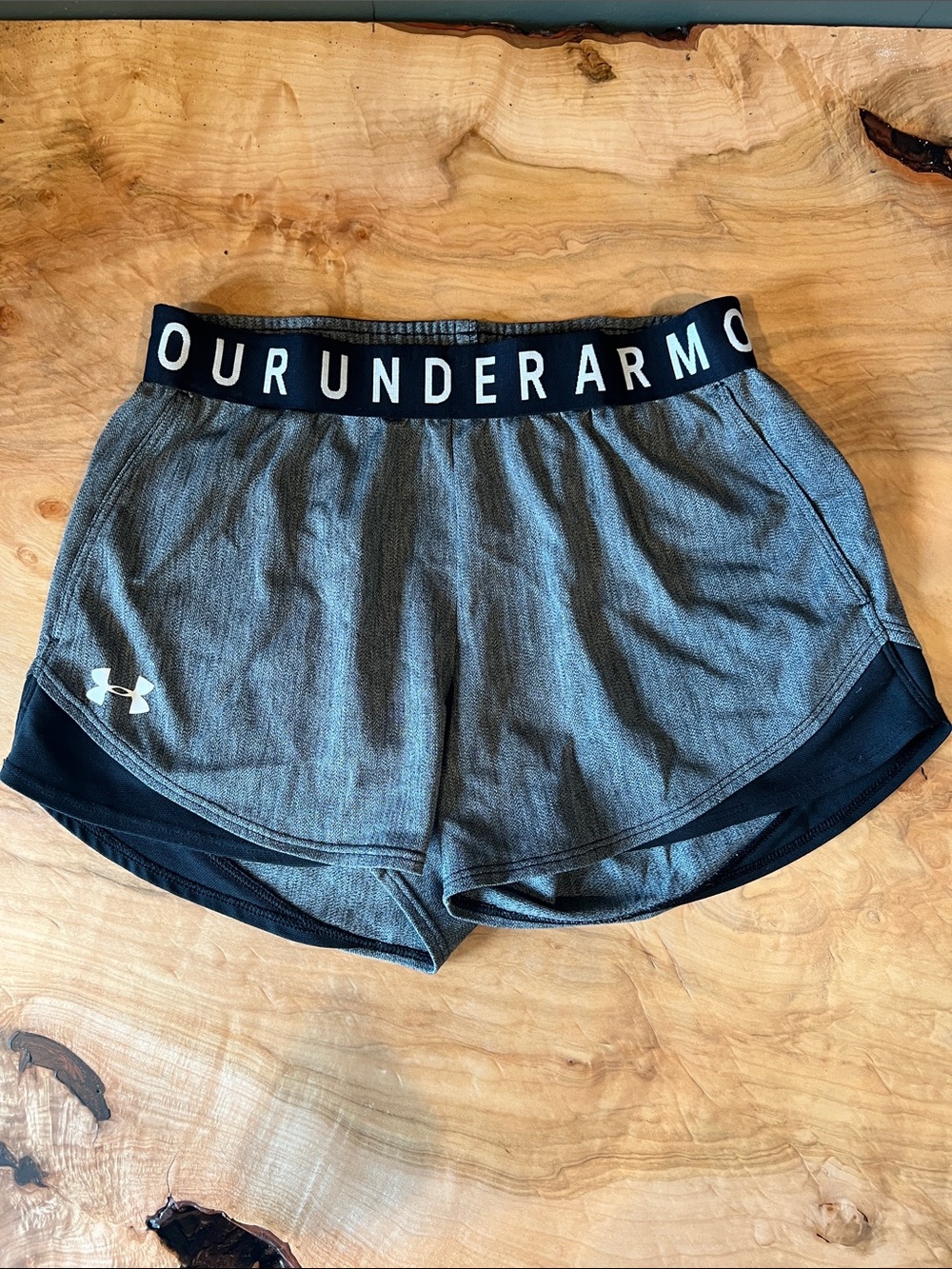 Under Armour Women’s Gray Athletic Shorts with Branded Waistband